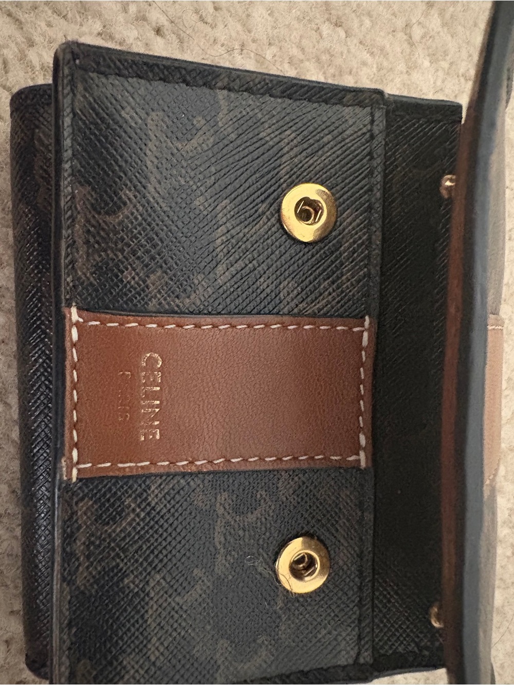 Celine White Leather Card Holder with Black Logo